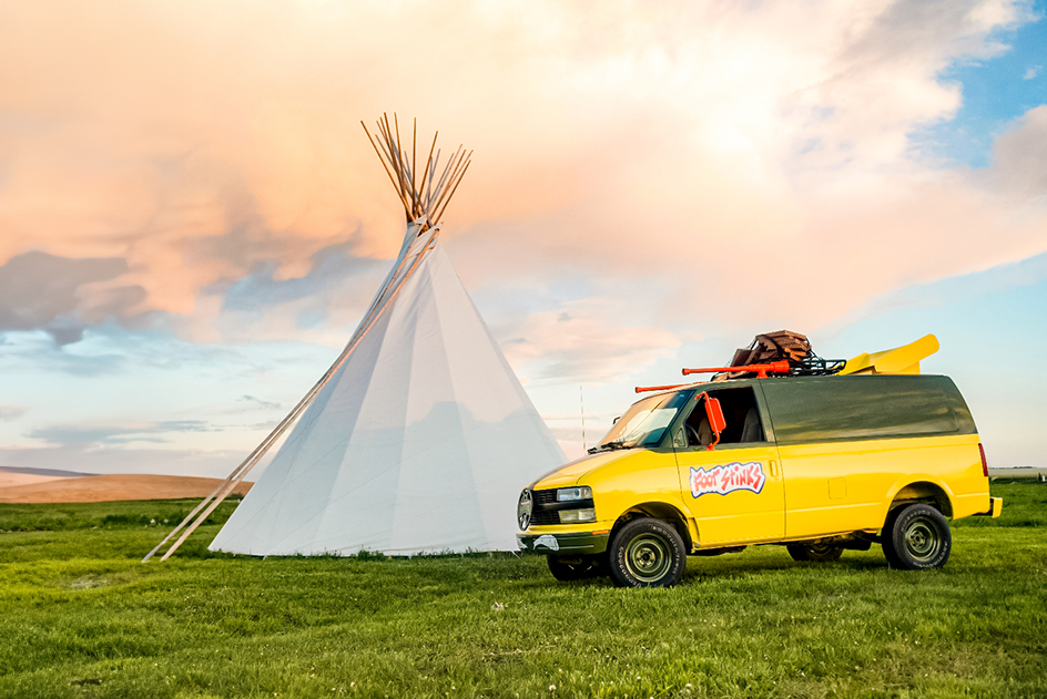 Authentic tipi camping during the Sturgis Motorcycle Rally.