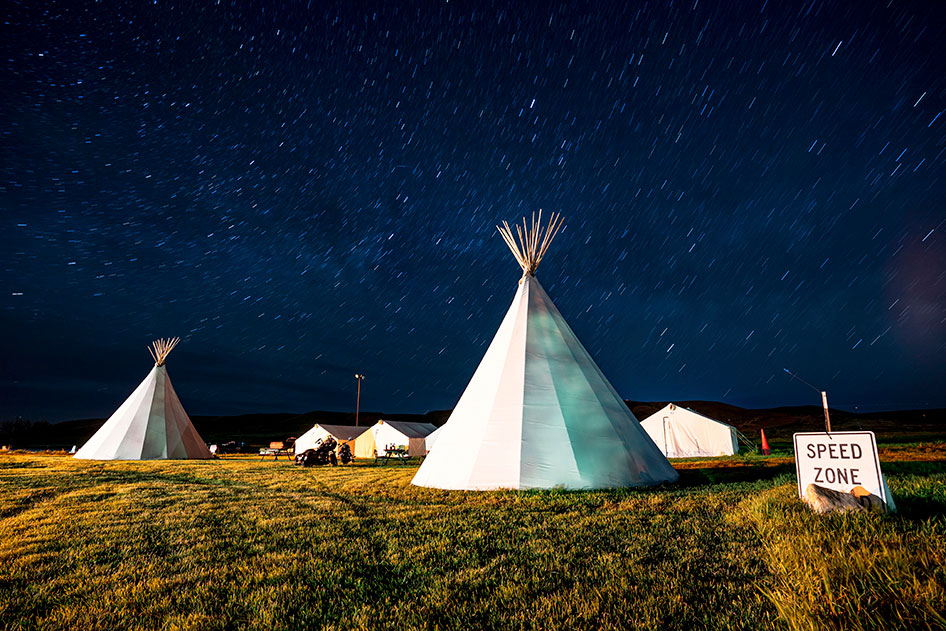 Authentic tipi camping during the Sturgis Motorcycle Rally.