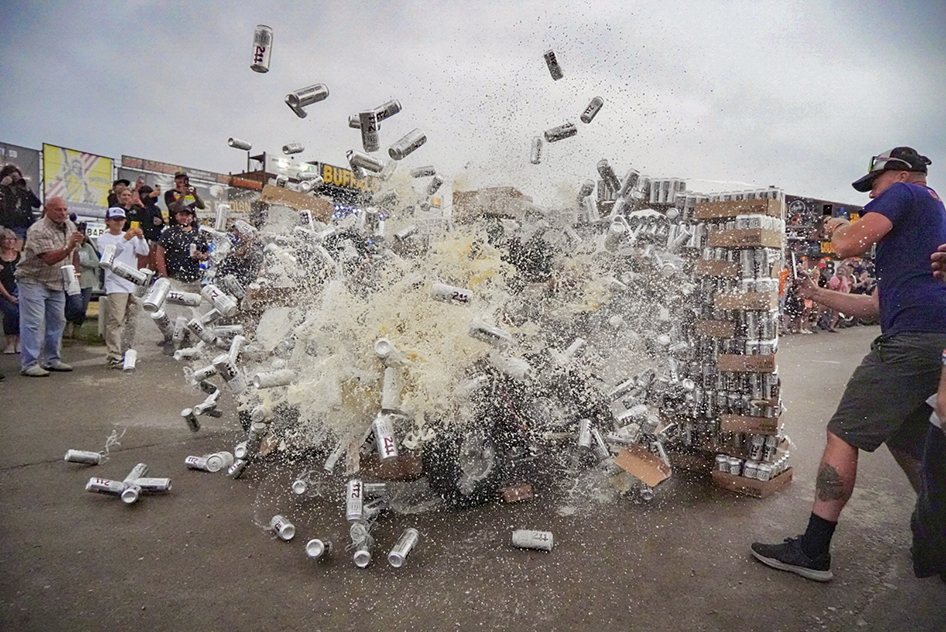 STURGIS-RALLY-KICKOFF-BEER-WALL-SMASH