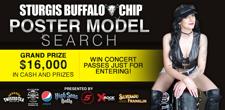 Biker babes compete in model search to be the face of the premier festival during the Sturgis Rally